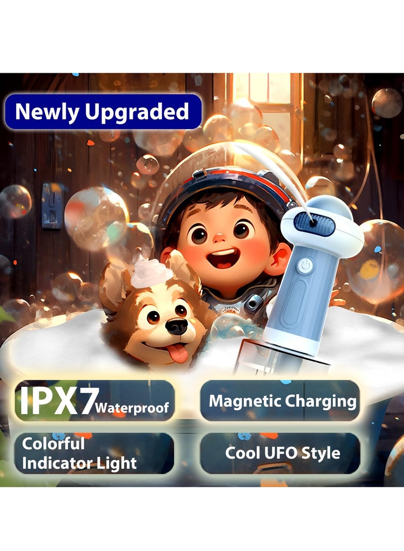 Excefore Electric Pet Cleaning Foam Machine Upgrade IPX7 Waterproof Dog Bath Supplies Automatic Cat Dog Soap Dispenser Magnetic Charging Shampoo Frother for Dogs Cats Deep Cleaning Pet Fur 350ml Blue - Image 3