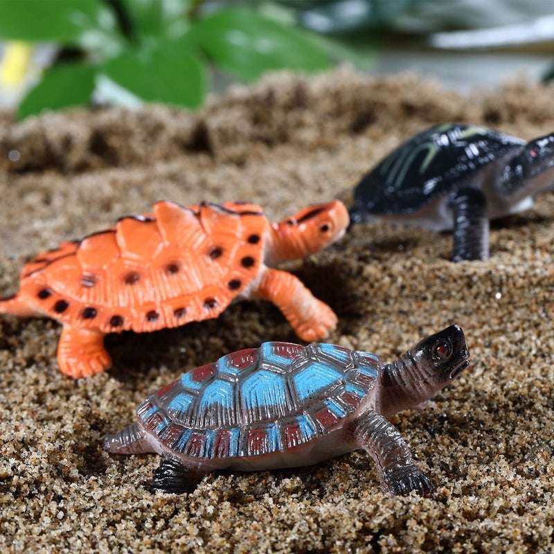 Bememo Bememo 16 Pcs Plastic Turtles Party Decorations Small Sea Turtles Toys Mini Realistic Plastic Ocean Animals Figures Bath Fake Tortoises Educational Toy for Birthday Party Gifts - Image 3