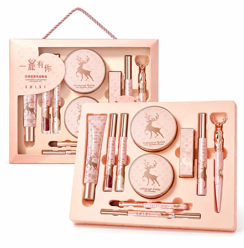Me Now Makeup Gift Set for Women, 10 Pcs Full Face Makeup Kit with Air Cushion, Setting Powder, Lipstick, Lip Gloss, Mascara, Eyeliner, Brow Pencil, Primer, Concealer and Brush Kit - Image 1