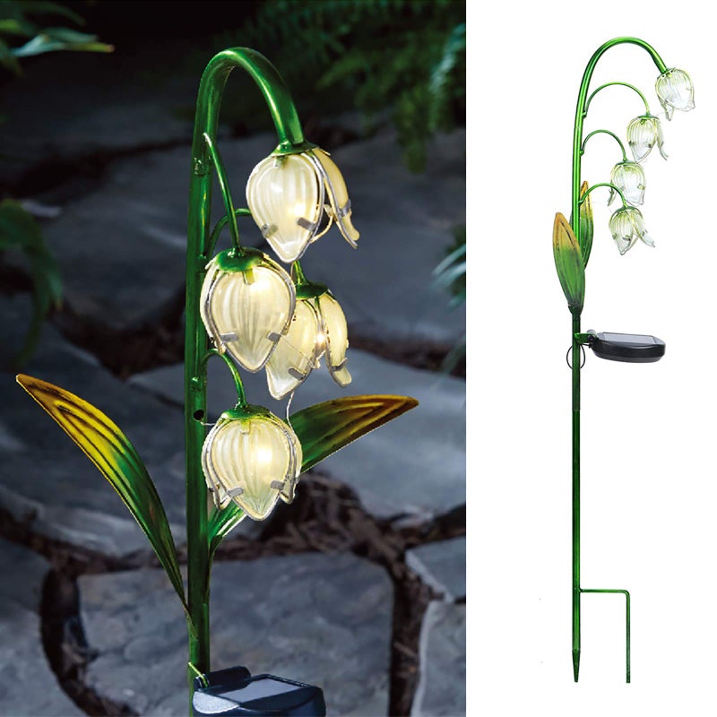 VCUTEKA Solar Garden Decor Stake Outdoor Light Glass Flower Stake for Yard Lawn Decor Backyard Decorations - Image 1