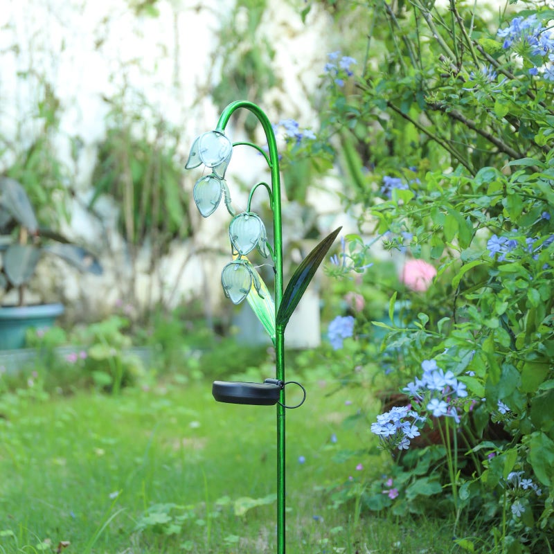 VCUTEKA Solar Garden Decor Stake Outdoor Light Glass Flower Stake for Yard Lawn Decor Backyard Decorations - Image 5