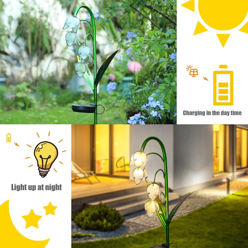 VCUTEKA Solar Garden Decor Stake Outdoor Light Glass Flower Stake for Yard Lawn Decor Backyard Decorations - Image 3