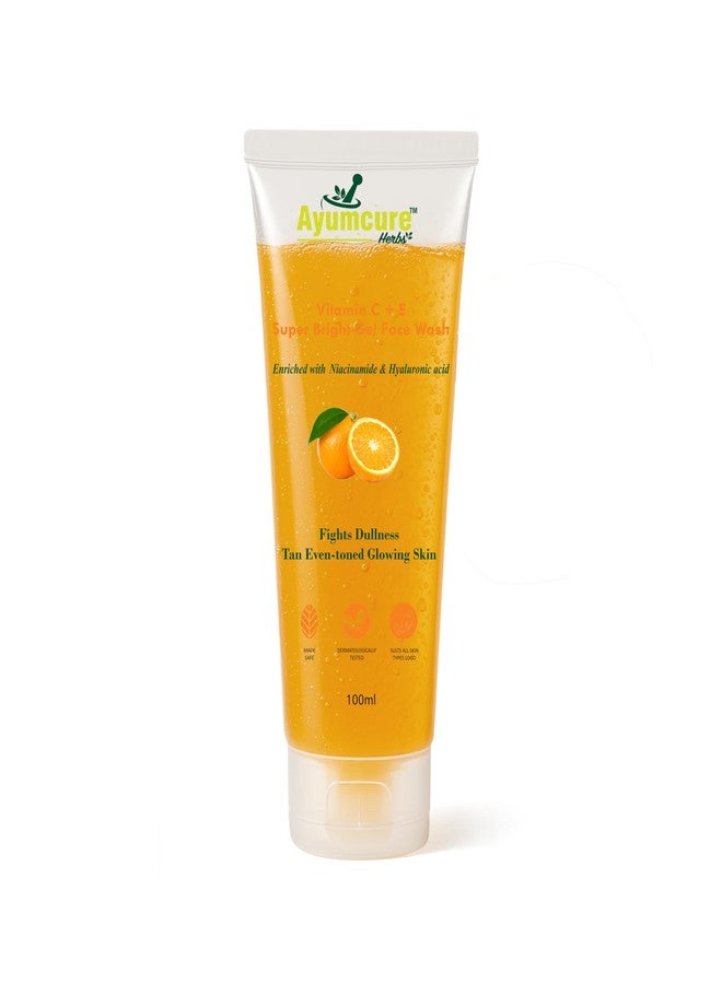 Ayumcure Vitamin C + E Gel Face Wash 100ml | 1% Niacinamide + 1% Hyaluronic Acid | Brightens Skin, Removes Tan & Pigmentation | Deep Hydration & Glow | Orange Gel Formula | Daily Use | Men & Women - Image 1