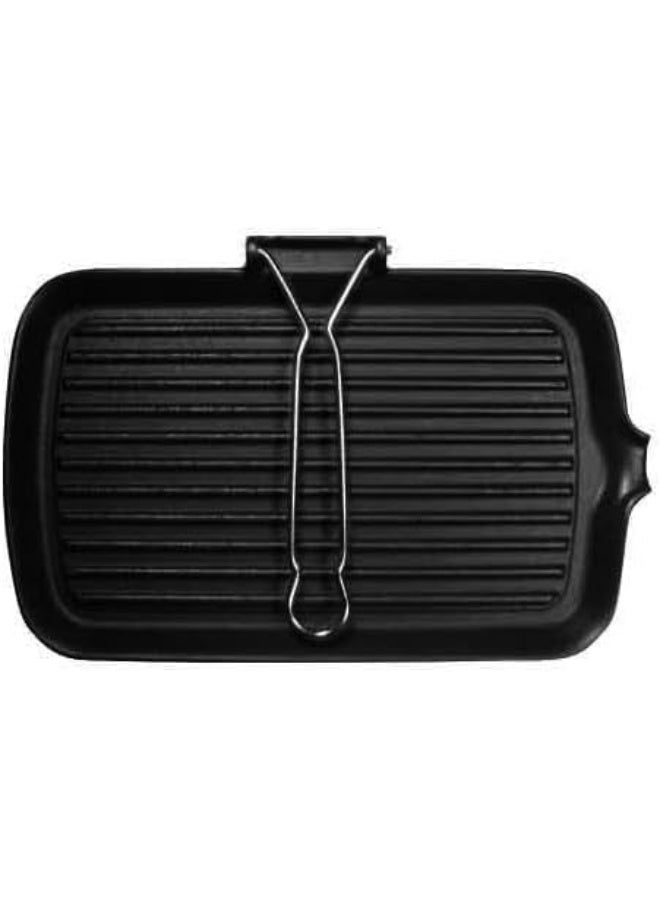 شواية/مقلاة قابلة للعكس من الحديد الزهر، 36x 26 سم، أسود