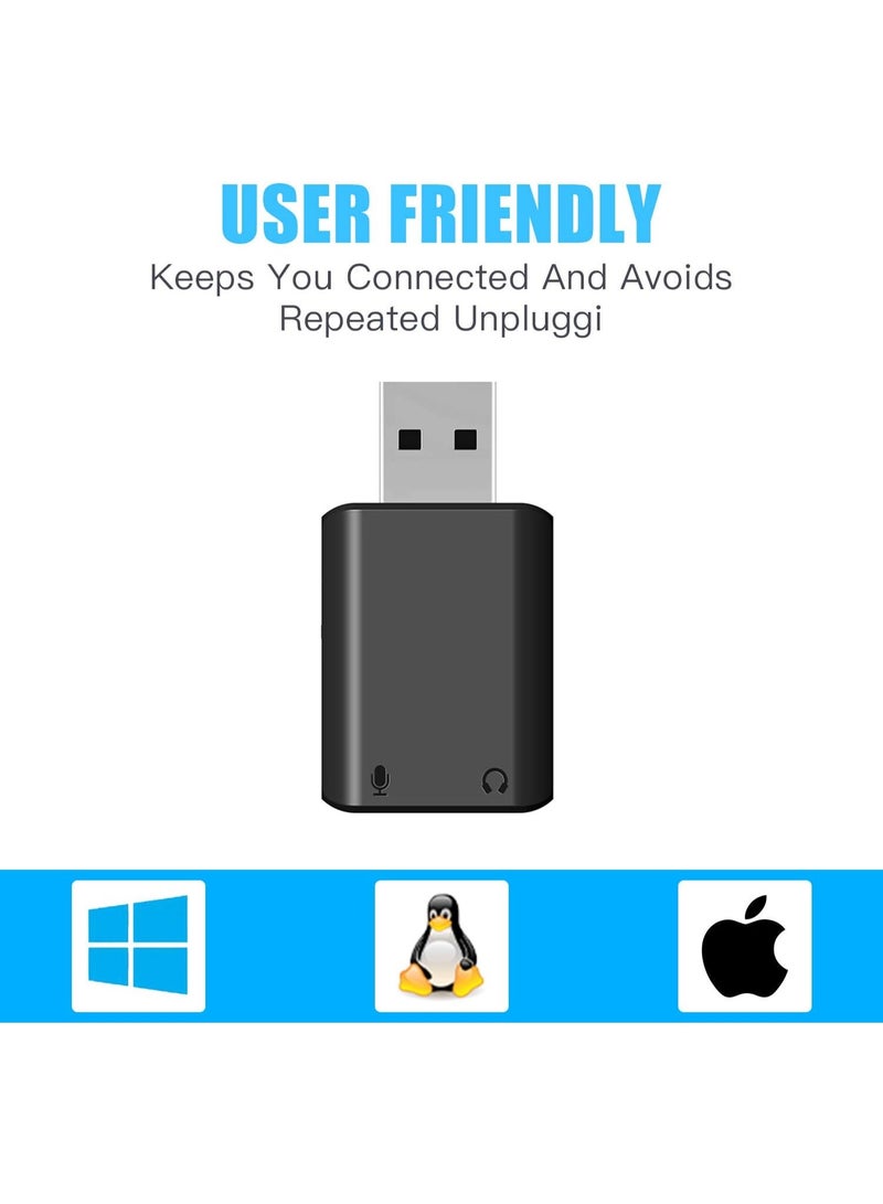 BOYA USB to 3.5mm Audio Adapter External USB Stereo Sound Card with TRRS/TRS 3-Pole 3.5mm Microphone and Headphone Jack for Windows/Mac/PC/Laptop/Desktop/PS4/PS5 by-EA2 - Image 1