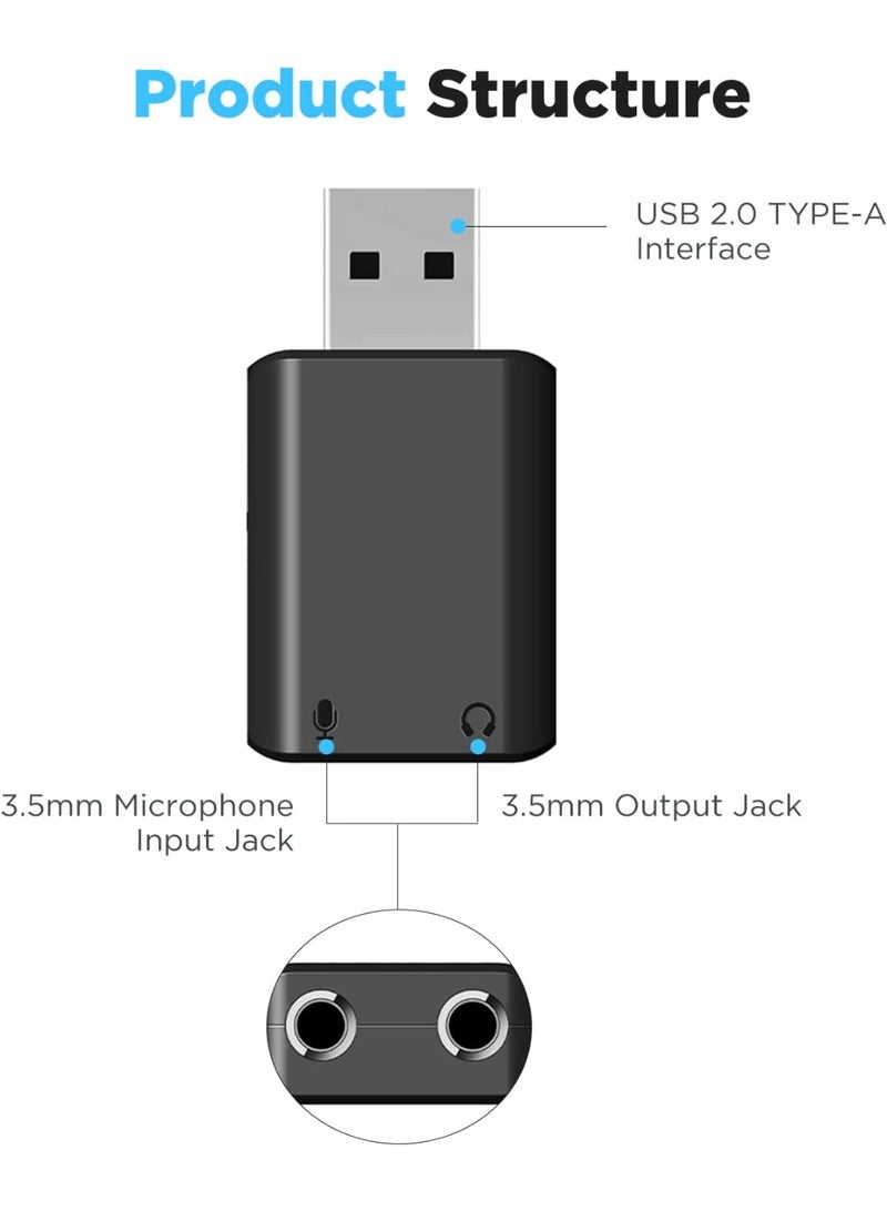 BOYA USB to 3.5mm Audio Adapter External USB Stereo Sound Card with TRRS/TRS 3-Pole 3.5mm Microphone and Headphone Jack for Windows/Mac/PC/Laptop/Desktop/PS4/PS5 by-EA2 - Image 3