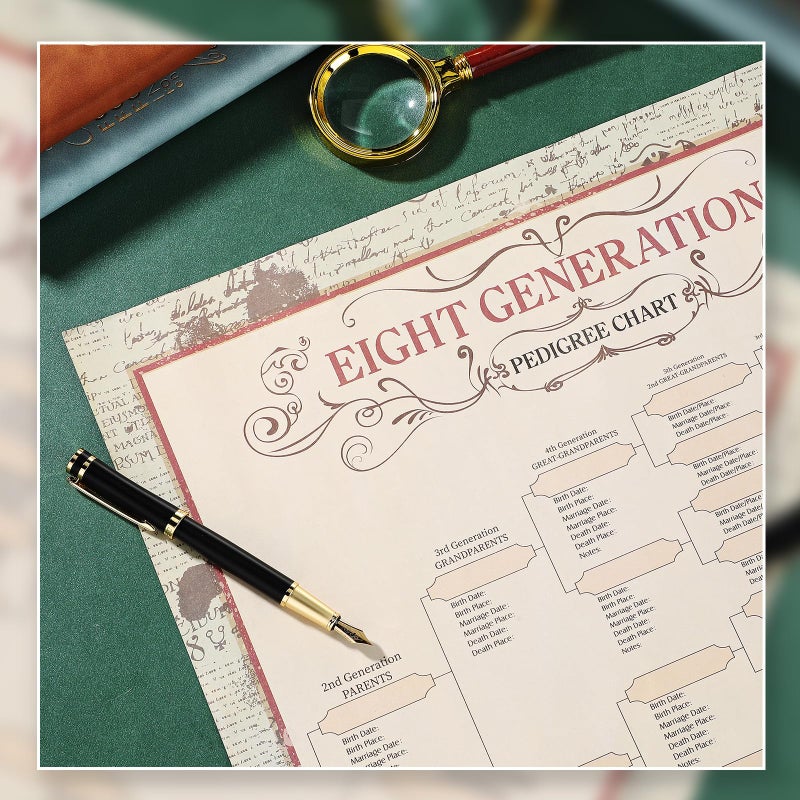 Sinload 30 Pcs Family Tree Charts to Fill in Genealogy Charts 8 Generation 255 Name Spaces Genealogy Organizer Pedigree Charts for Genealogy Ancestry Family History Reunions Lineage, 17 x 22 Inch - Image 5