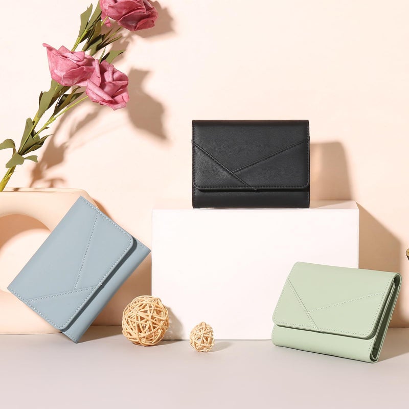 GAEKEAO Small Wallets for Women Leather RFID Blocking Trifold Ladies Wallets Credit Card Holder with Zipper Coin Pocket - Image 5