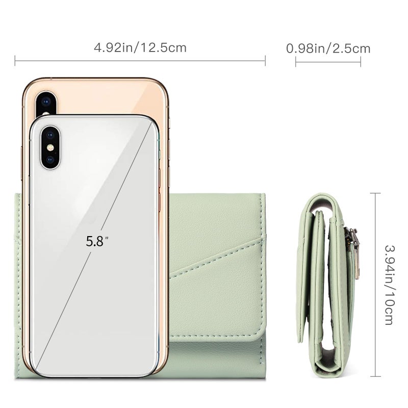 GAEKEAO Small Wallets for Women Leather RFID Blocking Trifold Ladies Wallets Credit Card Holder with Zipper Coin Pocket - Image 2