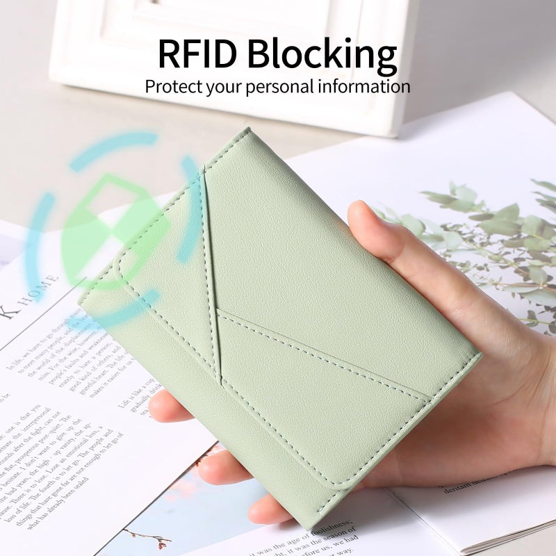 GAEKEAO Small Wallets for Women Leather RFID Blocking Trifold Ladies Wallets Credit Card Holder with Zipper Coin Pocket - Image 3