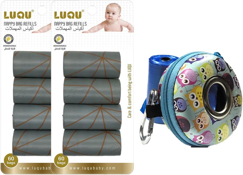Baby Disposable Diaper Bags, Biodegradable Waste Bags 10 Refill Rolls/150 Bags with Dispenser, Convenient and Quick Diaper Disposal, Unscented - Image 1