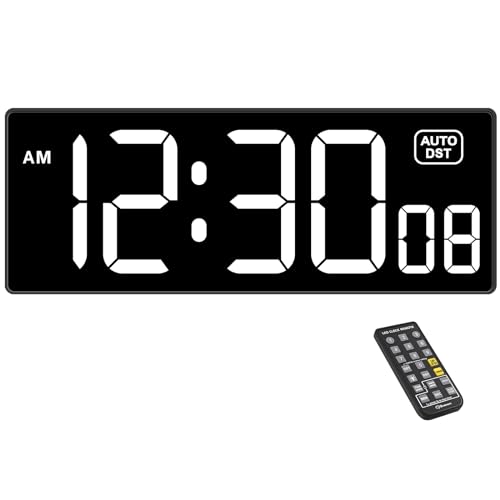 Soobest Digital Wall Clock with Seconds for Gym Remote Countdown Timer Large LED Display 5 Dimmer 102 White