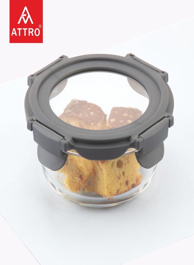 ATTRO Glassox Borosilicate Round Glass Lunch Box with Tempered Glass Lid Food Storage Container Microwave & Freezer Safe Food-Grade Leak-Proof 400ml - Image 5