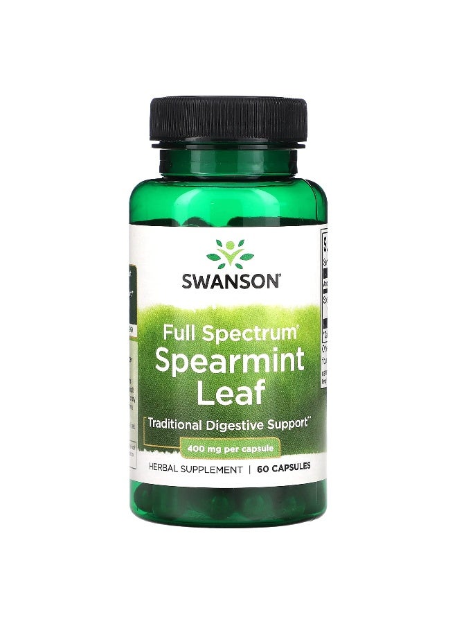 SWANSON سوانسون، أوراق النعناع الفلفلي كاملة الطيف، 400 ملغ، 60 كبسولة - Image 1
