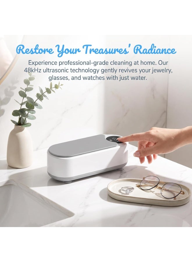 Manopola Ultrasonic Eyeglass Cleaner, 48KHz Portable Mini Ultrasonic Cleaning Machine with 304 Stainless Steel Tank, One Touch Operation Ultrasonic Jewelry Cleaner for Glasses, Sunglasses, Watch, Denture, Retainer, Rings - Image 3