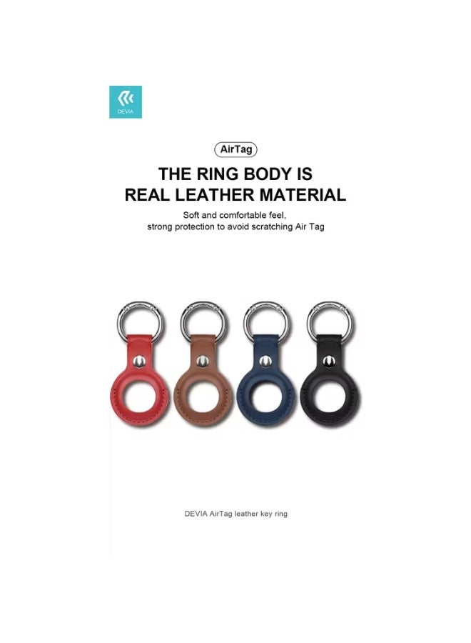 ديفيا حافظة جلدية مع حلقة مفاتيح متوافقة مع AirTag، غطاء جلدي واقي من الخدش، حامل مضاد للضياع مناسب لجهاز التعقب AirTag Bluetooth باللون الأزرق - Image 2