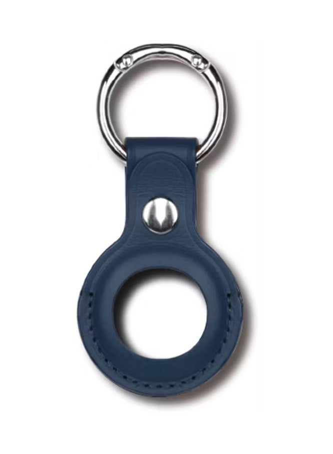 ديفيا حافظة جلدية مع حلقة مفاتيح متوافقة مع AirTag، غطاء جلدي واقي من الخدش، حامل مضاد للضياع مناسب لجهاز التعقب AirTag Bluetooth باللون الأزرق - Image 1