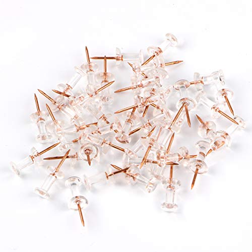 Yalis Push Pins 600 Count, Standard Rose Gold Pins Clear Thumb Tacks Steel Point and Clear Plastic Head (Rose Gold) - Image 3