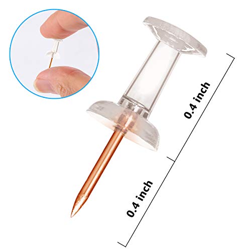 Yalis Push Pins 600 Count, Standard Rose Gold Pins Clear Thumb Tacks Steel Point and Clear Plastic Head (Rose Gold) - Image 2