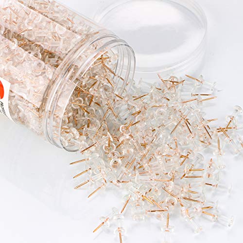 Yalis Push Pins 600 Count, Standard Rose Gold Pins Clear Thumb Tacks Steel Point and Clear Plastic Head (Rose Gold) - Image 4