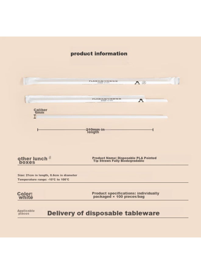 Temeiju Disposable Straws, Individually Wrapped, Food-Grade, 100 Pieces, Biodegradable Plastic Drinking Straws For Children And Pregnant Women, Suitable For Milk Tea - Image 4