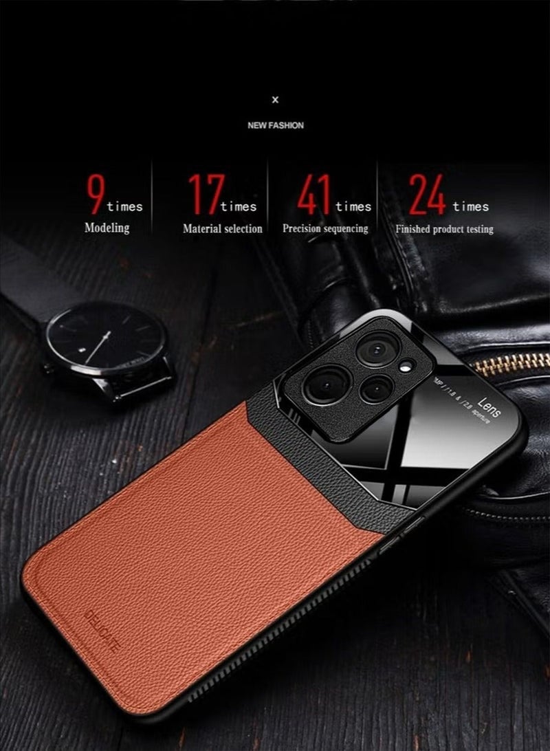 Delicate PC Leather Case for Xiaomi POCO X5 Pro/Redmi Note 12 Pro Anti-collision Anti-fall Anti-fingerprint Mobile Phone Case Simple Fashion Phone Case Eye Protection Leather Phone Case - Image 3