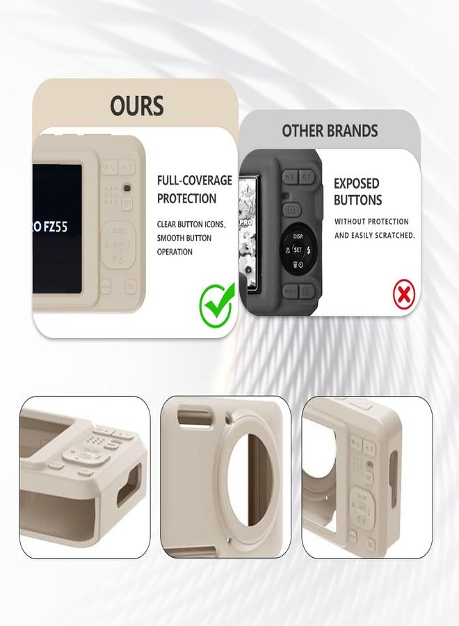 Tedubax Case for Kodak PIXPRO FZ55,FZ55 accessories,Soft Silicone Protective Case,Comes with 2 Screen Protectors and 1 Wrist Strap - Off white - Image 5