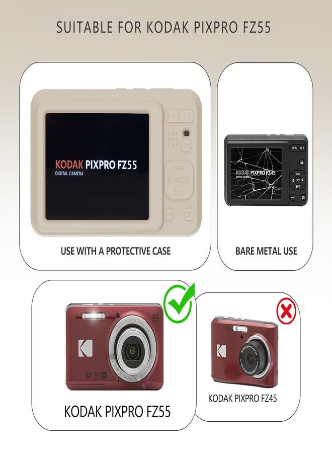 Tedubax Case for Kodak PIXPRO FZ55,FZ55 accessories,Soft Silicone Protective Case,Comes with 2 Screen Protectors and 1 Wrist Strap - Off white - Image 2