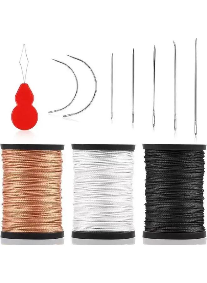 11pcs Heavy Duty Hand Sewing Kit White Canvas Needles Nylon Thread - Image 1