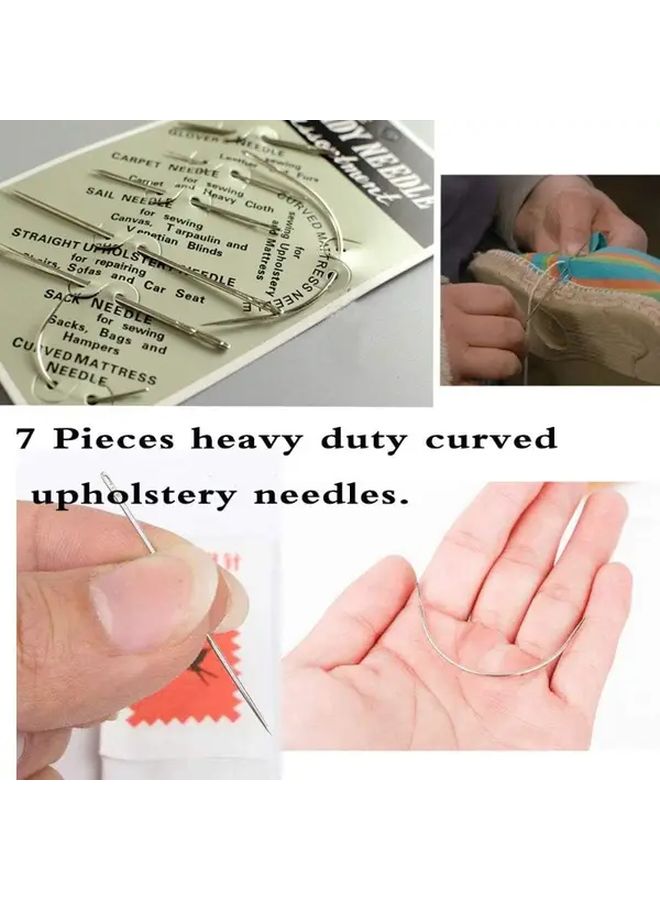 11pcs Heavy Duty Hand Sewing Kit White Canvas Needles Nylon Thread - Image 5
