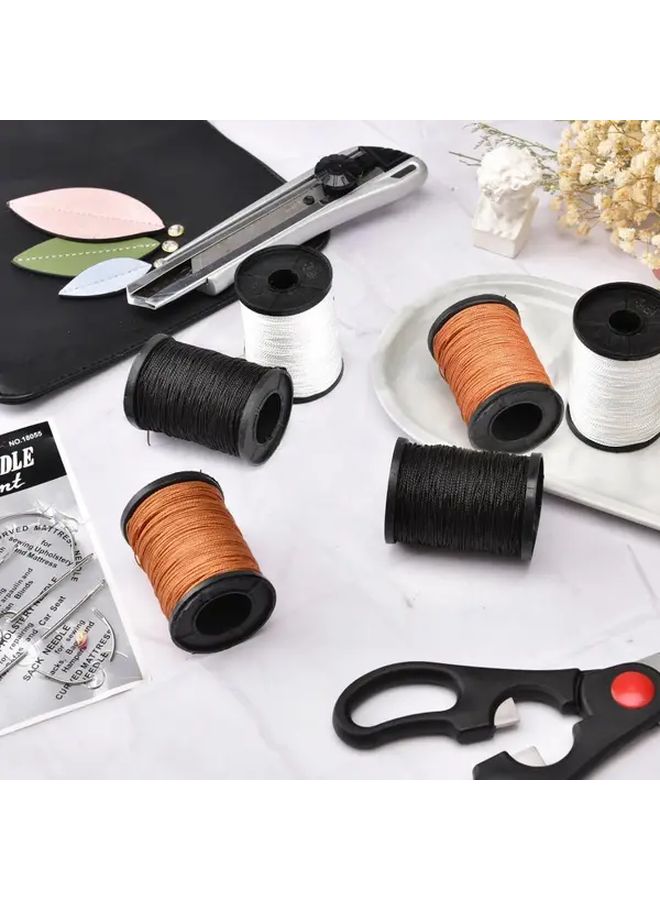 11pcs Heavy Duty Hand Sewing Kit White Canvas Needles Nylon Thread - Image 4