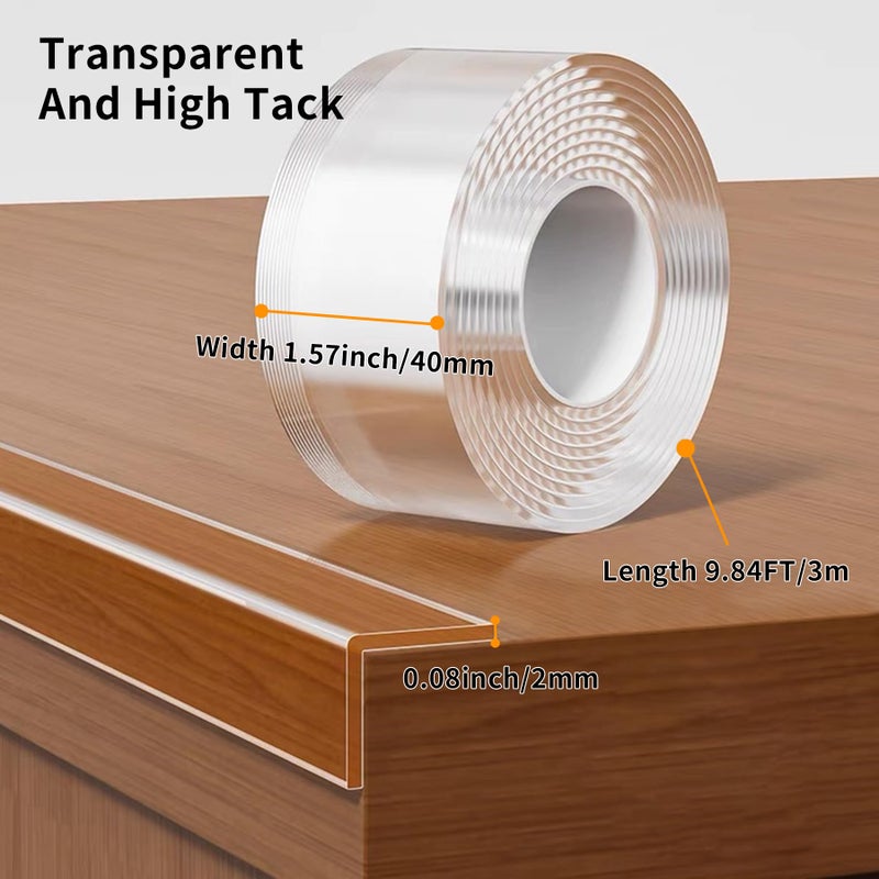 KAIYUER 1.57 in x 9.84 FT,Corner Protector Baby,Clear Edge Protector Strip,Sharp Edge Wrap Cover Tape,Self Adhesive Protective Bumper Guards for Cabinet Door,Desk,Glass Table,Bed Furniture and Wall - Image 2
