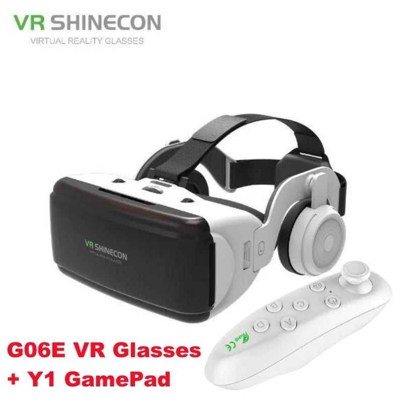 في آر شينيكون نظارة الواقع الافتراضي Virtual Reality VR Glasses Imax Huge Screen 3D Glasses Google Cardboard Box VR Helmet for 4.5-6.53" Phone,Support Game Joysticks, G06E VR-Y1 Gamepad - Image 1