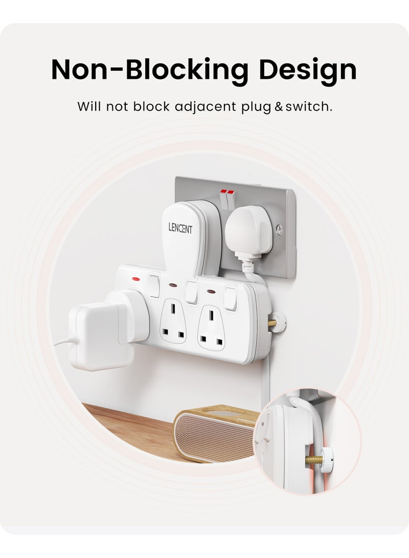 Lencent 3 Way Extension Multiple Socket 3 in 1 UK Plug Wall Plug with Individual Switches, 3 Outlets, Multi Plug Outlet, Power Plug Adapter, Charger Extension Type G - Image 4