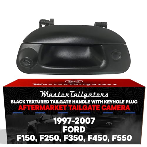 Master Tailgaters Black Tailgate Handle with Backup Camera Replacement for Ford F150 F250 F350 F450 F550 (1997-2007) | Key Hole Plug | IP68 Waterproof | Parking Grid Lines Available | Easy to Install - Image 1