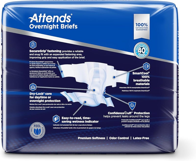Attends Overnight Disposable SmartCool Briefs XLarge 5863 Waist Tab Closure Heavy Absorbency and DryLock Containment Core 14ct Bag - Image 4