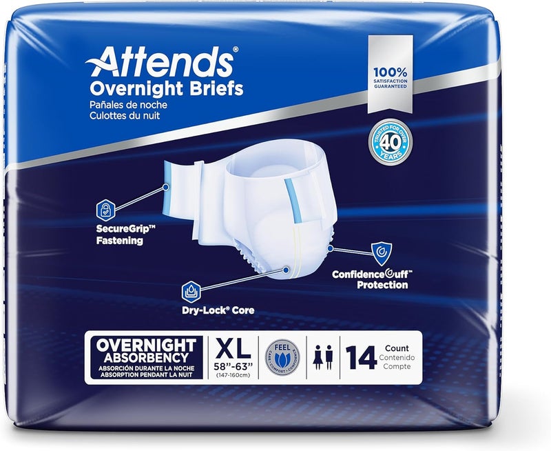 Attends Overnight Disposable SmartCool Briefs XLarge 5863 Waist Tab Closure Heavy Absorbency and DryLock Containment Core 14ct Bag - Image 3