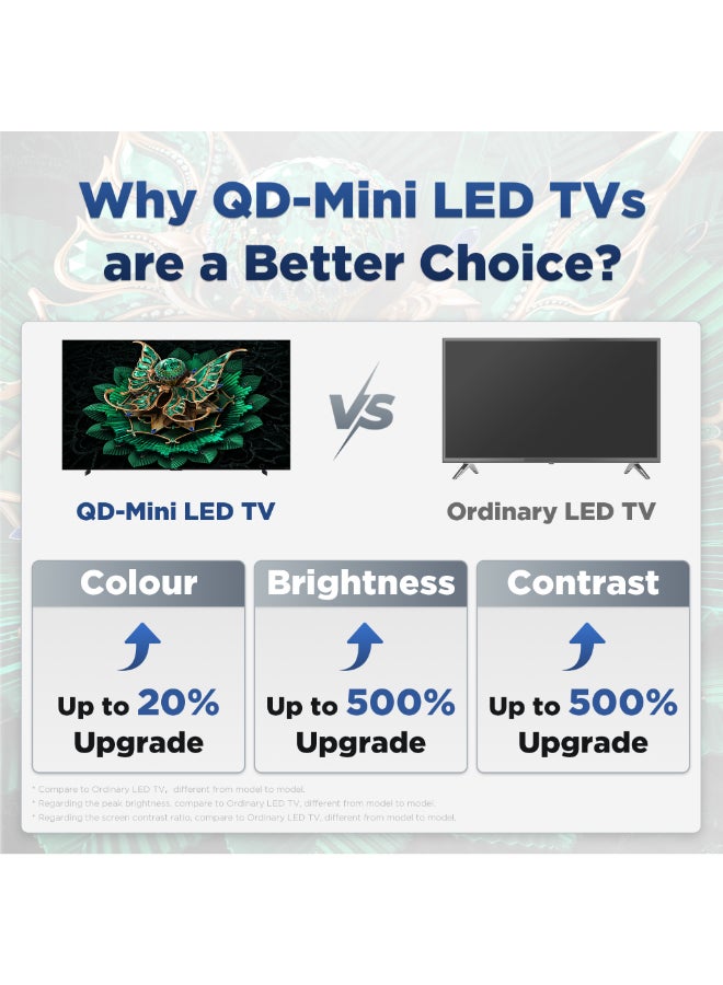تي سي إل تلفاز ذكي 98 بوصة 4K QD-Mini LED للألعاب جوجل TV، معدل تحديث أصلي 144 هرتز، سلسلة تعتيم دقيقة تصل إلى 2048 منطقة، لوحة CrystGlow HVA، HDR 3000 نت، تصميم فائق النحافة (طراز 2025) - Image 2