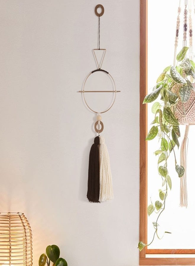 IOWER Boho Wall Decor Gold And Black Macrame Wall Decor Brass Wall Art Cute Home hanging Wall Decor For Living Room 15.7" H - Image 5