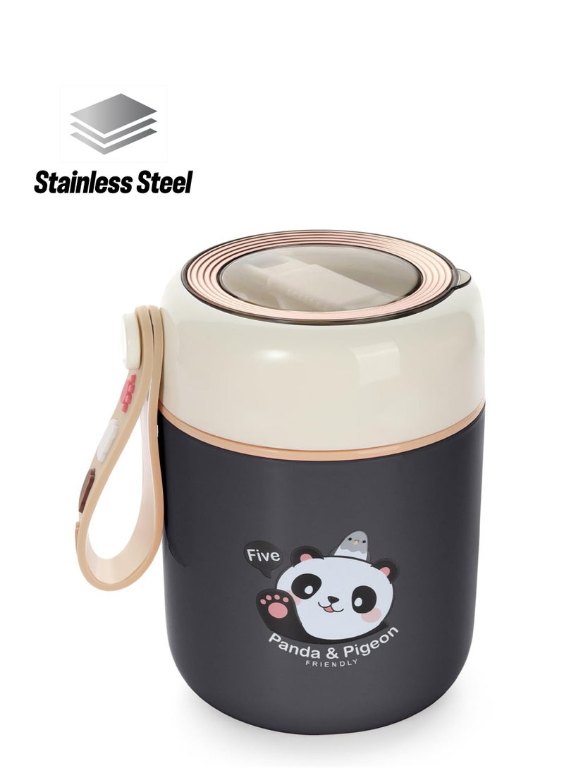 Generic - 15.4 oz Thermos For Hot Food Kids Insulated Food Jar With Foldable Spoon, Leak Proof, Stainless Steel Vacuum Vacuum Insulated For School Office Picnic Travel - Image 1