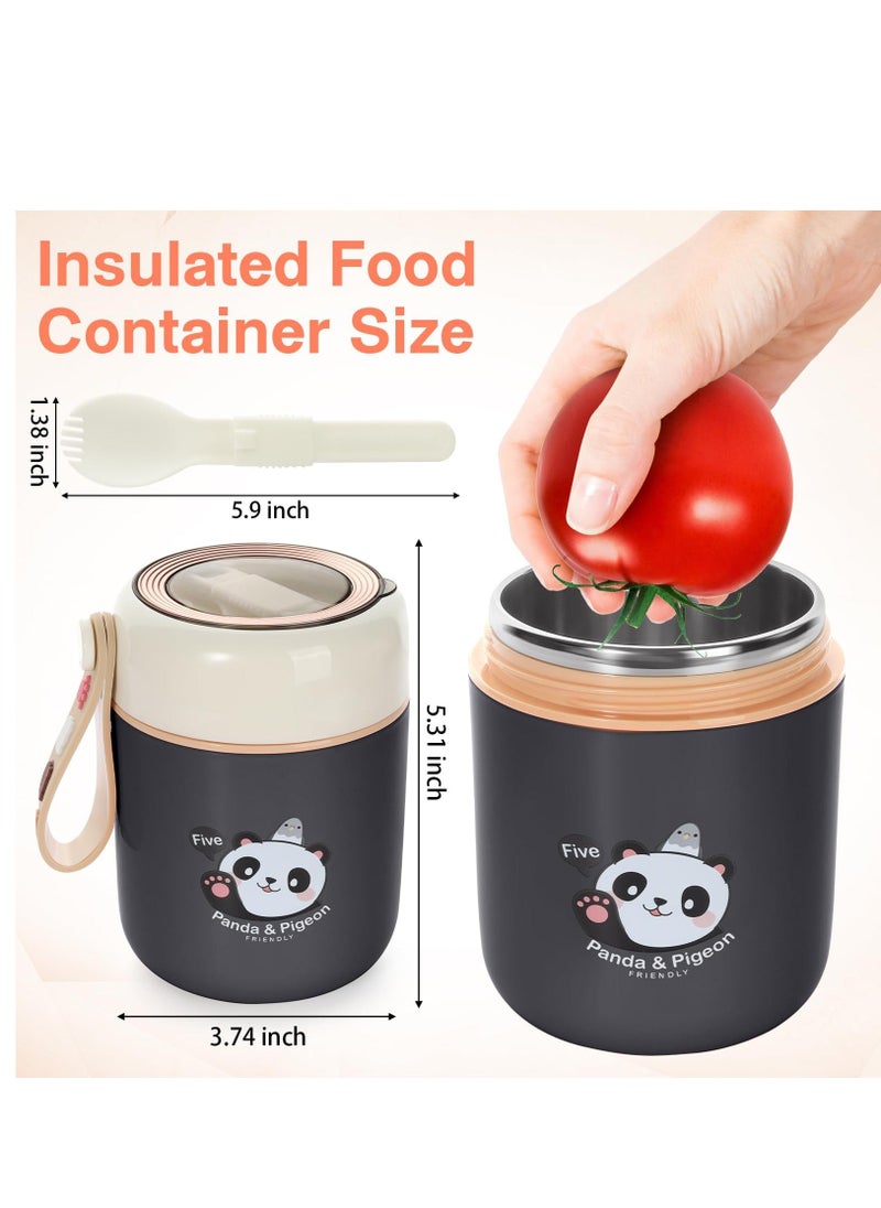 Generic - 15.4 oz Thermos For Hot Food Kids Insulated Food Jar With Foldable Spoon, Leak Proof, Stainless Steel Vacuum Vacuum Insulated For School Office Picnic Travel - Image 1