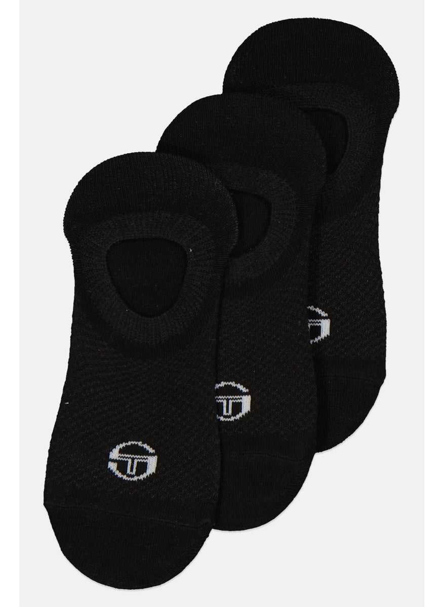 Sergio Tacchini Women 3 Pair Brand Logo Invisible Socks, Black  - Image 2