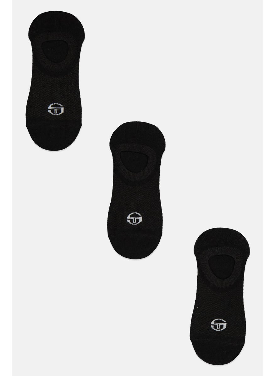 Sergio Tacchini Women 3 Pair Brand Logo Invisible Socks, Black  - Image 1