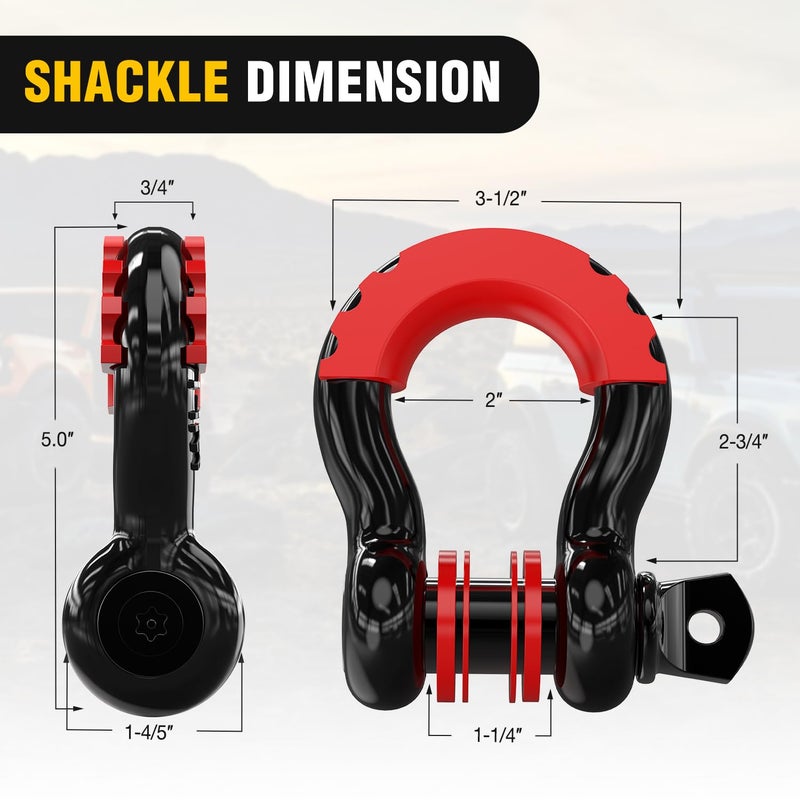 Nilight Offroad Recovery Kit 3" x 8' Tow Strap with Winch Snatch Block Pulley and 2Pcs 3/4" Anti-Theft D-Ring Shackles Storage Bag Heavy Duty Tow Rope for Car Truck SUV ATV (MBS 31500LBS) - Image 5