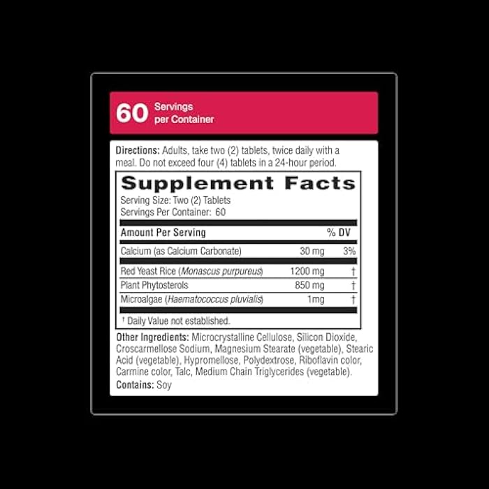Weider Red Yeast Rice Plus - Botanical Dietary Supplement for Heart Health - Antioxidant Wellness Supplement - with Phytosterols & Microalgae - 120 Capsules - Image 2