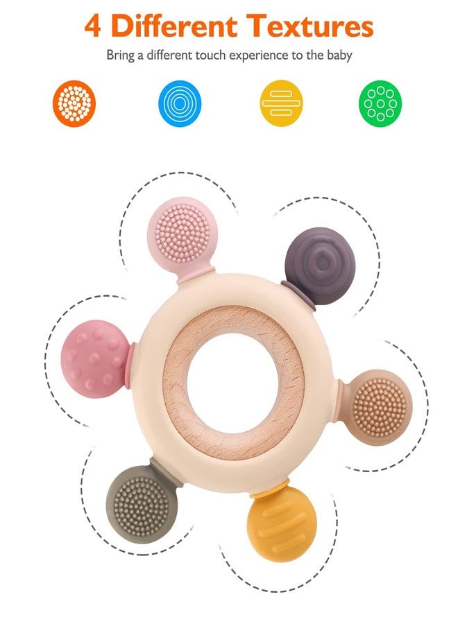 Evvorio Baby Teether for 6 to 12 Months, Soft Silicone, Wood, Multicolor - Image 5