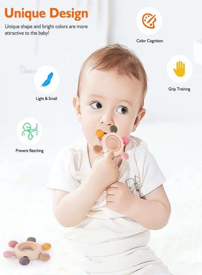 Evvorio Baby Teether for 6 to 12 Months, Soft Silicone, Wood, Multicolor - Image 3