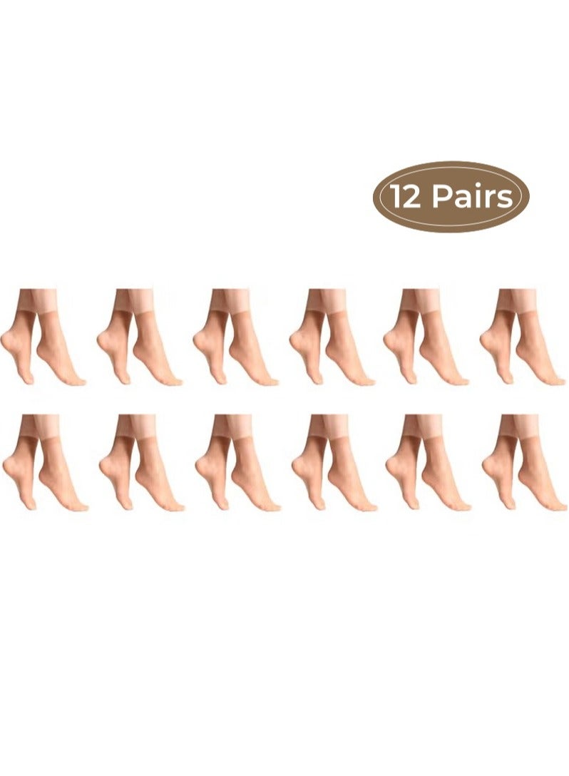 12 زوجًا من الجوارب الشفافة للنساء حتى الكاحل - مقاس واحد - جوارب خفيفة الوزن - Image 1