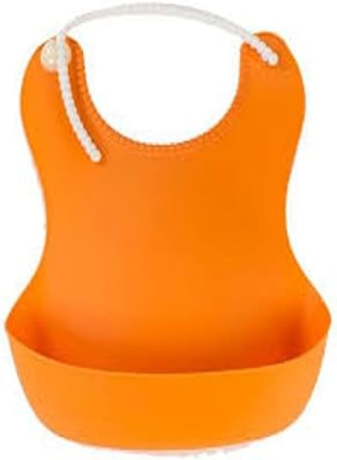 OR Silicone baby baffle with a pouch, orange