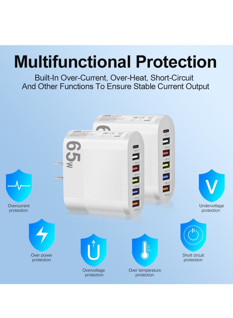 عام شاحن سفر للهاتف المحمول 65 وات 5 منافذ USB من النوع C - Image 2